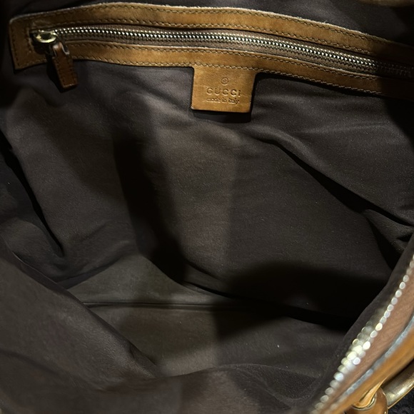 AUTHENTIC GUCCI TAN LEATHER HORSE BIT CHAIN HOBO STYLE HANDBAG PURSE & DUST BAG - Picture 8 of 16